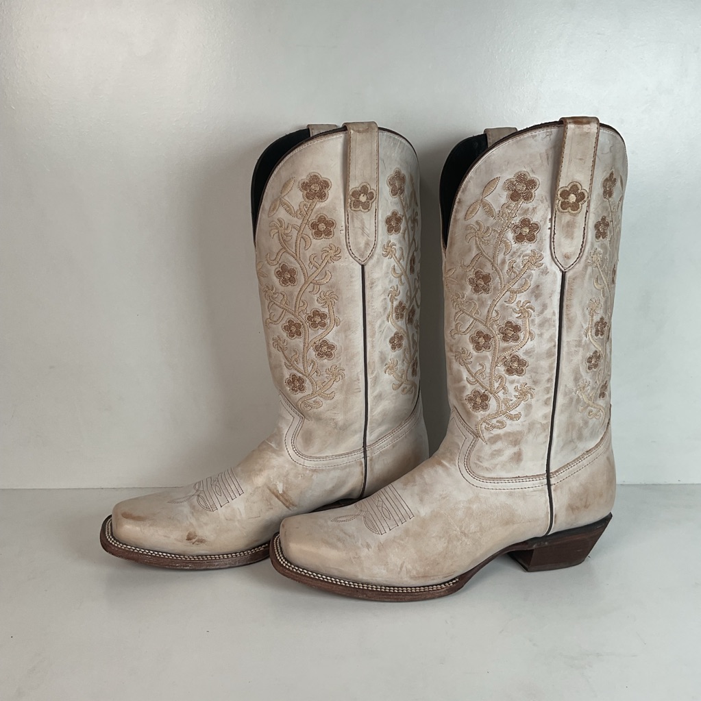 Jb Dillon Reserve Chalk White Floral Cowgirl Boots 12 B Brand New W/Tags